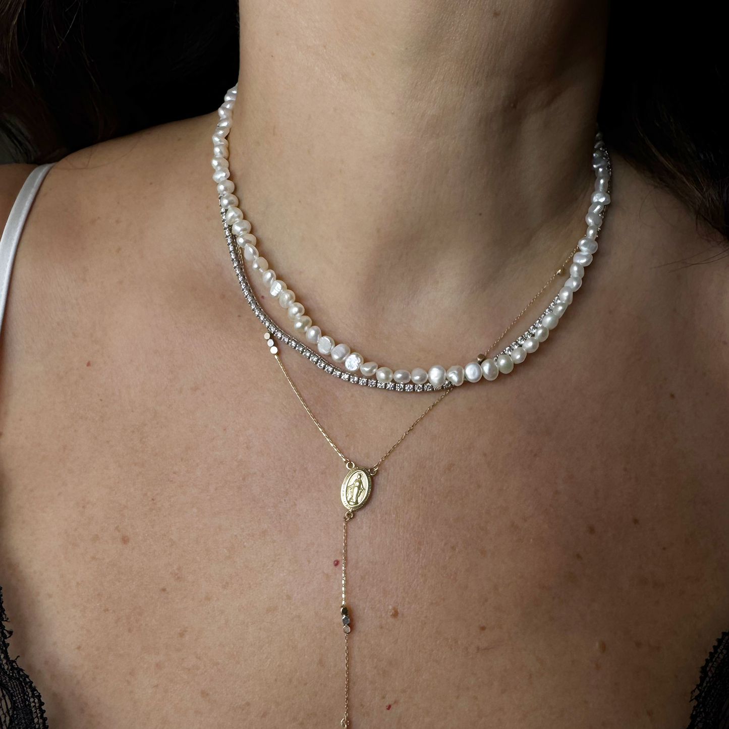 Collar perla cultivada mini irregular 39