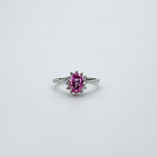 Anillo zafiro rosa.