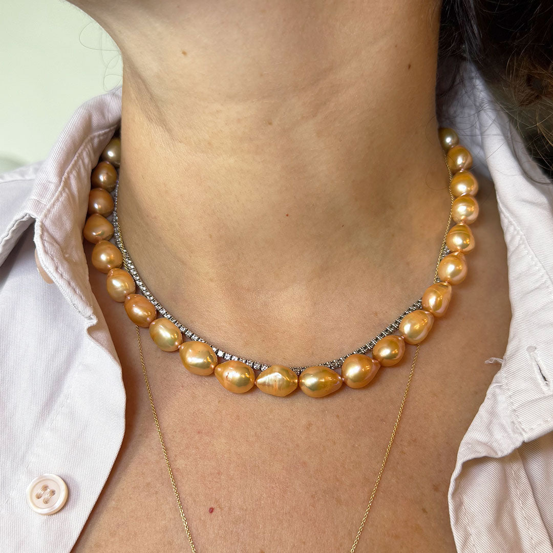 Collar perlas naranjas