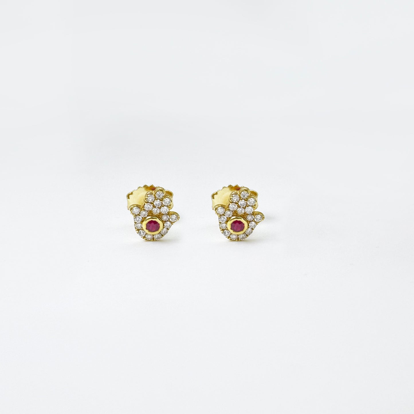 Aretes Mano Fátima Rubí mini.