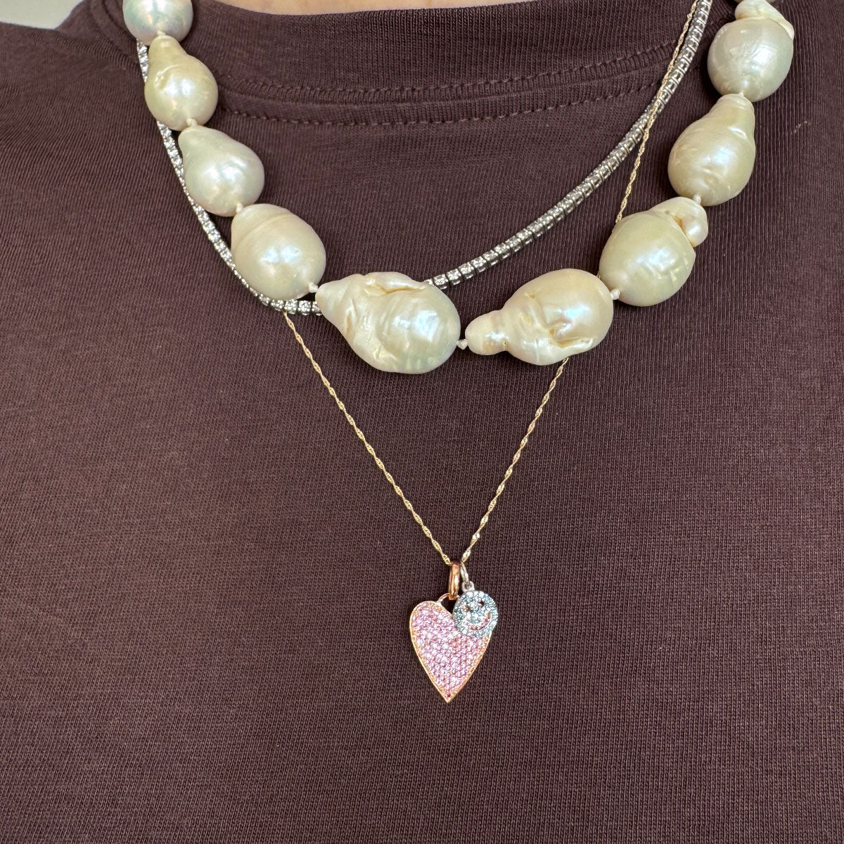 Charm Corazon Zafiros Rosa