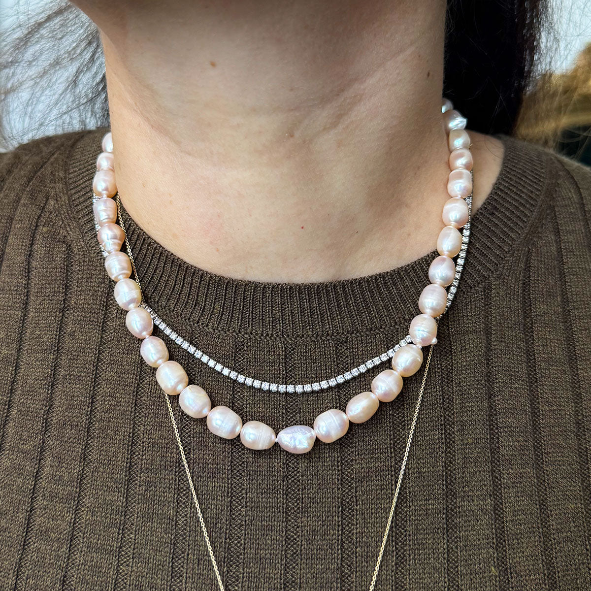 Collar perlas calabacin rosa