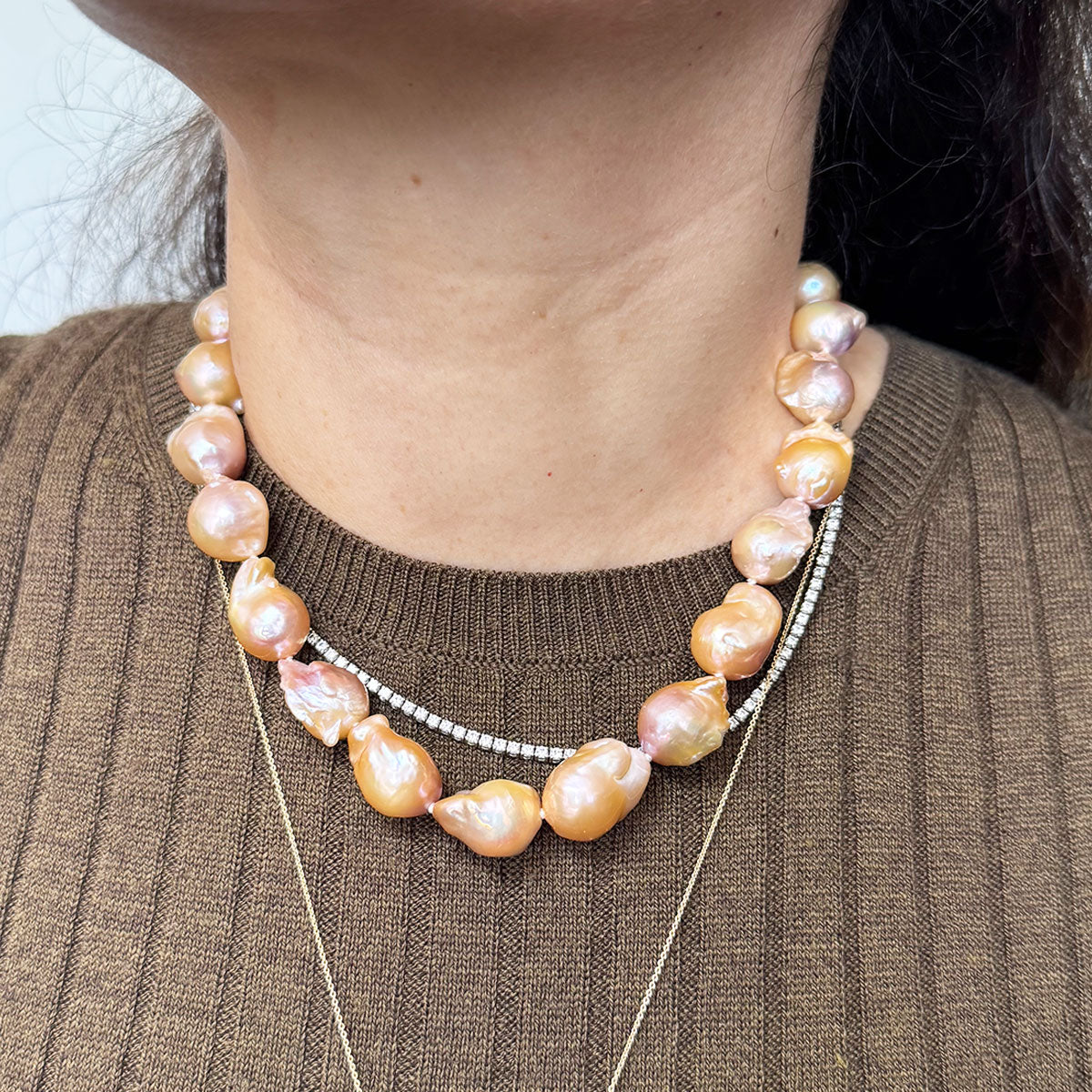 Collar chunky barroco color salmón