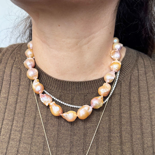 Collar Perla Cultivada Barroca Salmón XL 41