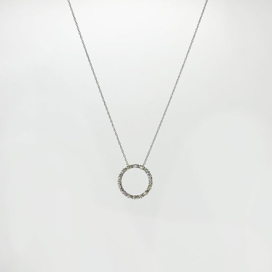 Collar diamantes rueda de vida. Oro blanco.