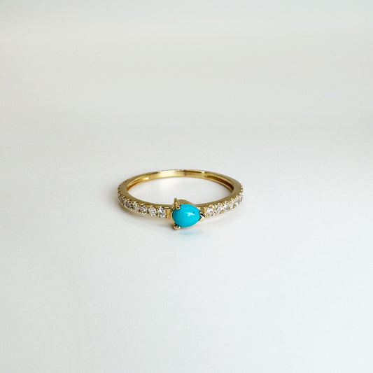 Anillo diamante y turquesa.