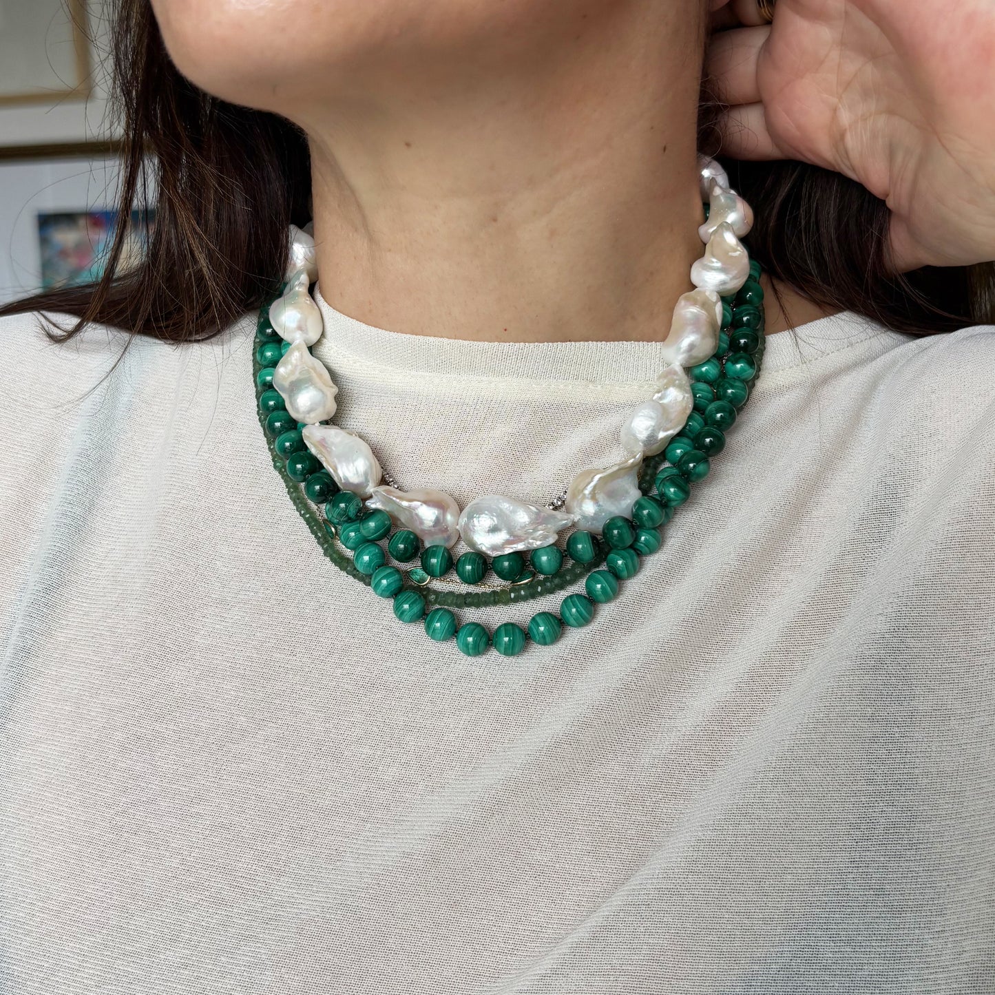 Collar malaquita corto.