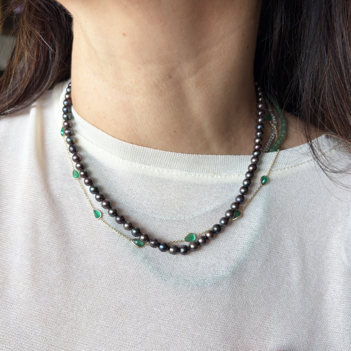 Collar perla negras mini 41.