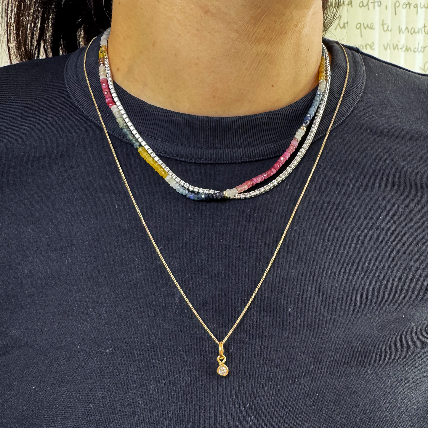 Dije mini diamante y oro 14k.