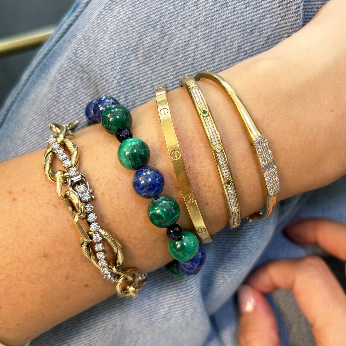 Pulsera lapislázuli y malaquita.