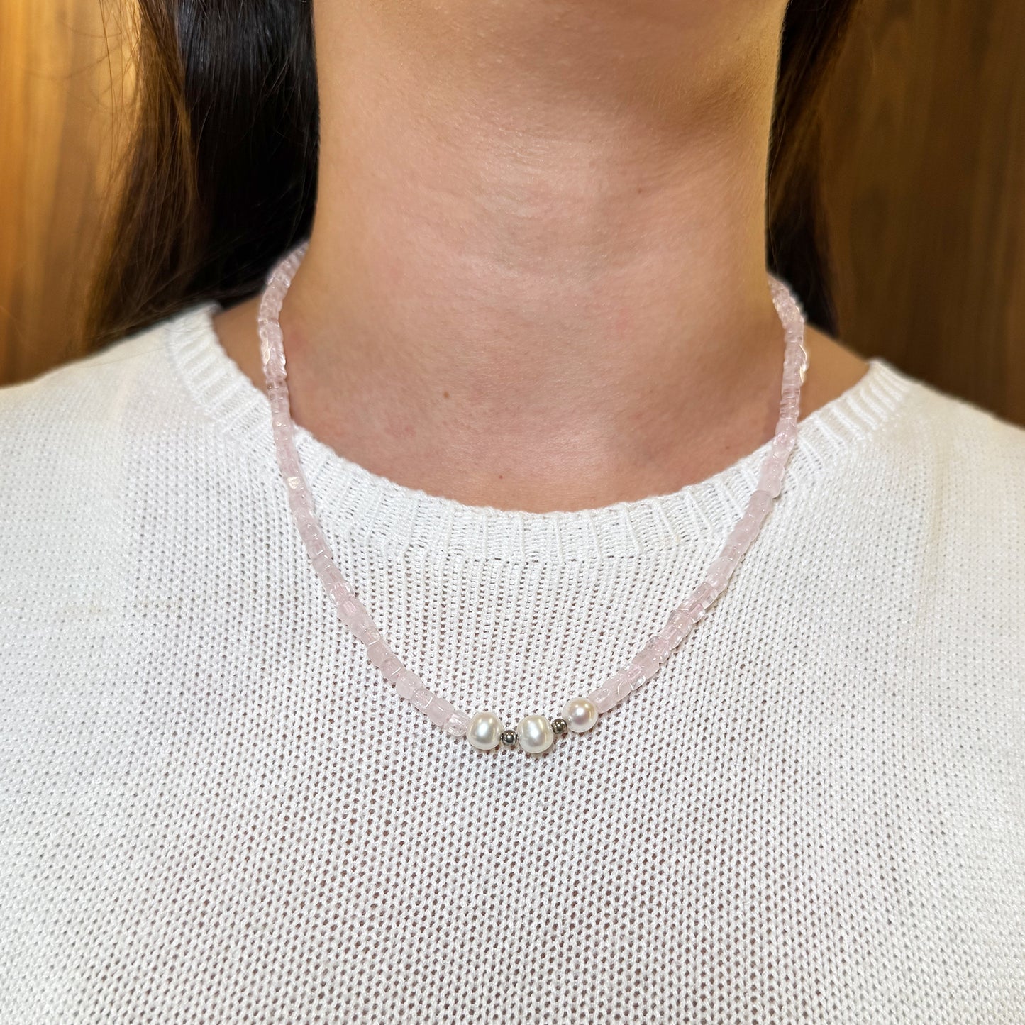 Collar cuarzo rosa.