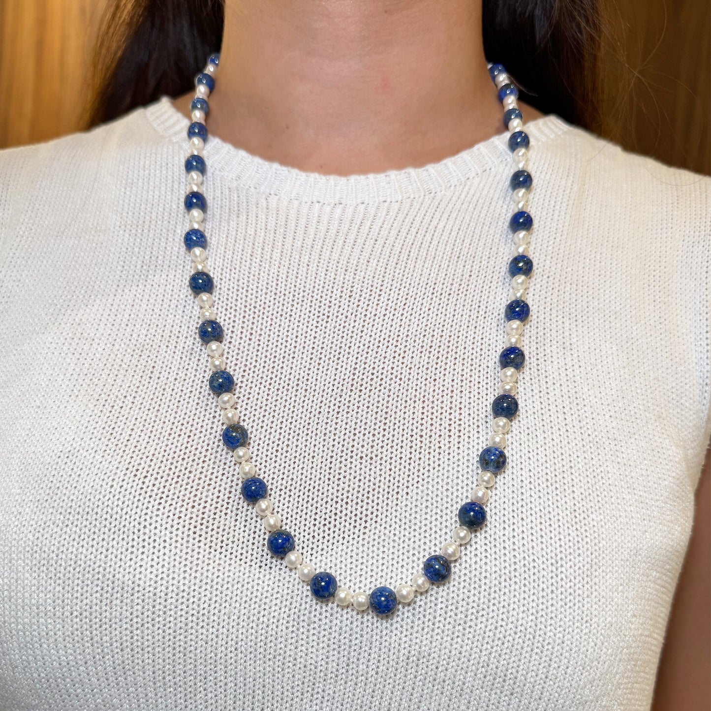 Collar lapislázuli y perla.