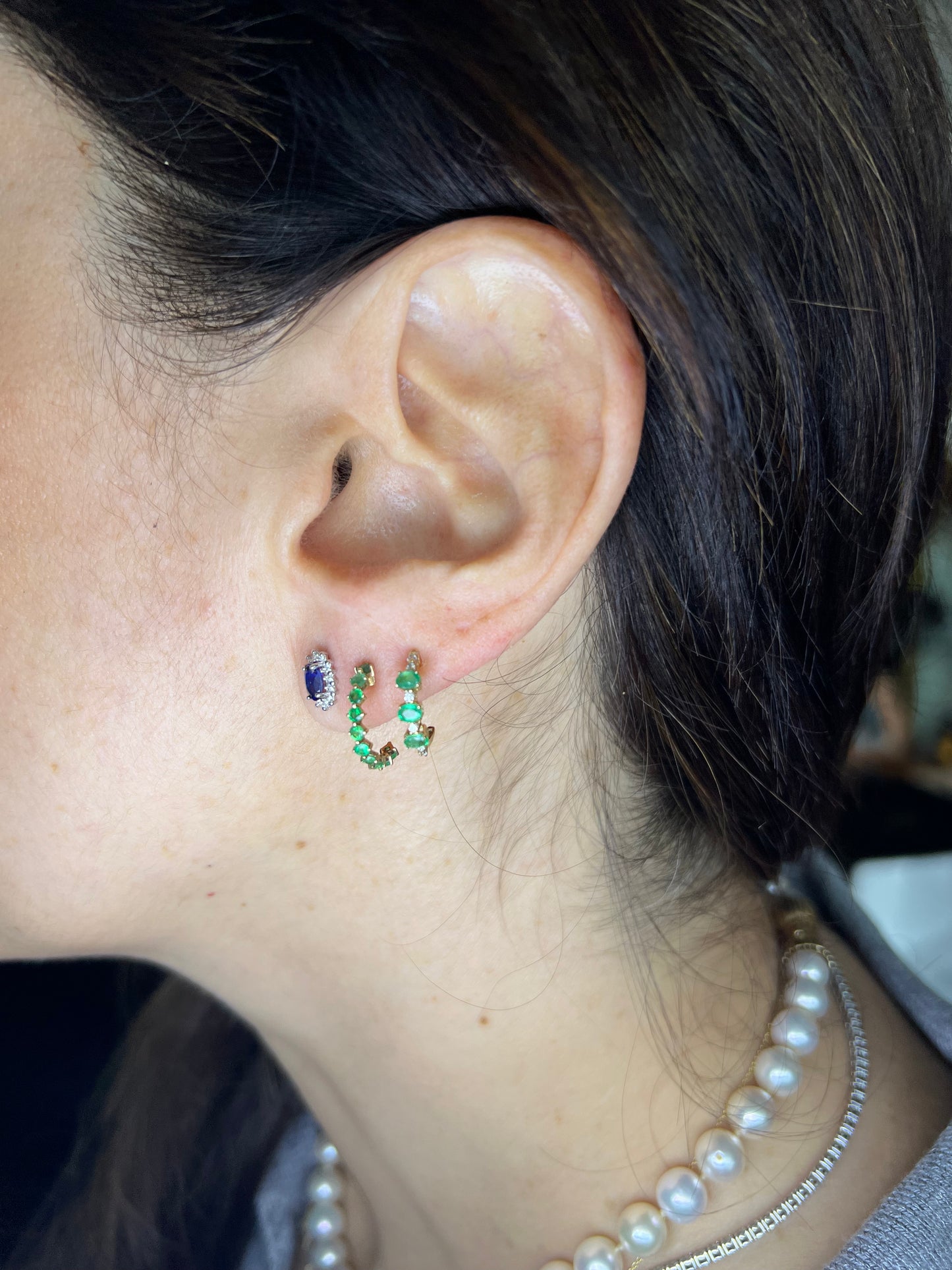 Arracada de Esmeralda y Diamantes