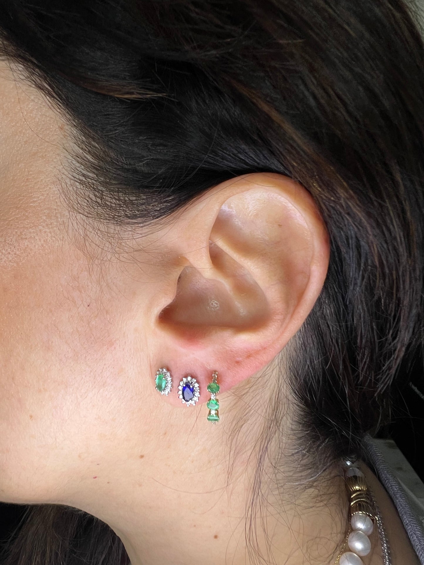 Arracada de Esmeralda y Diamantes