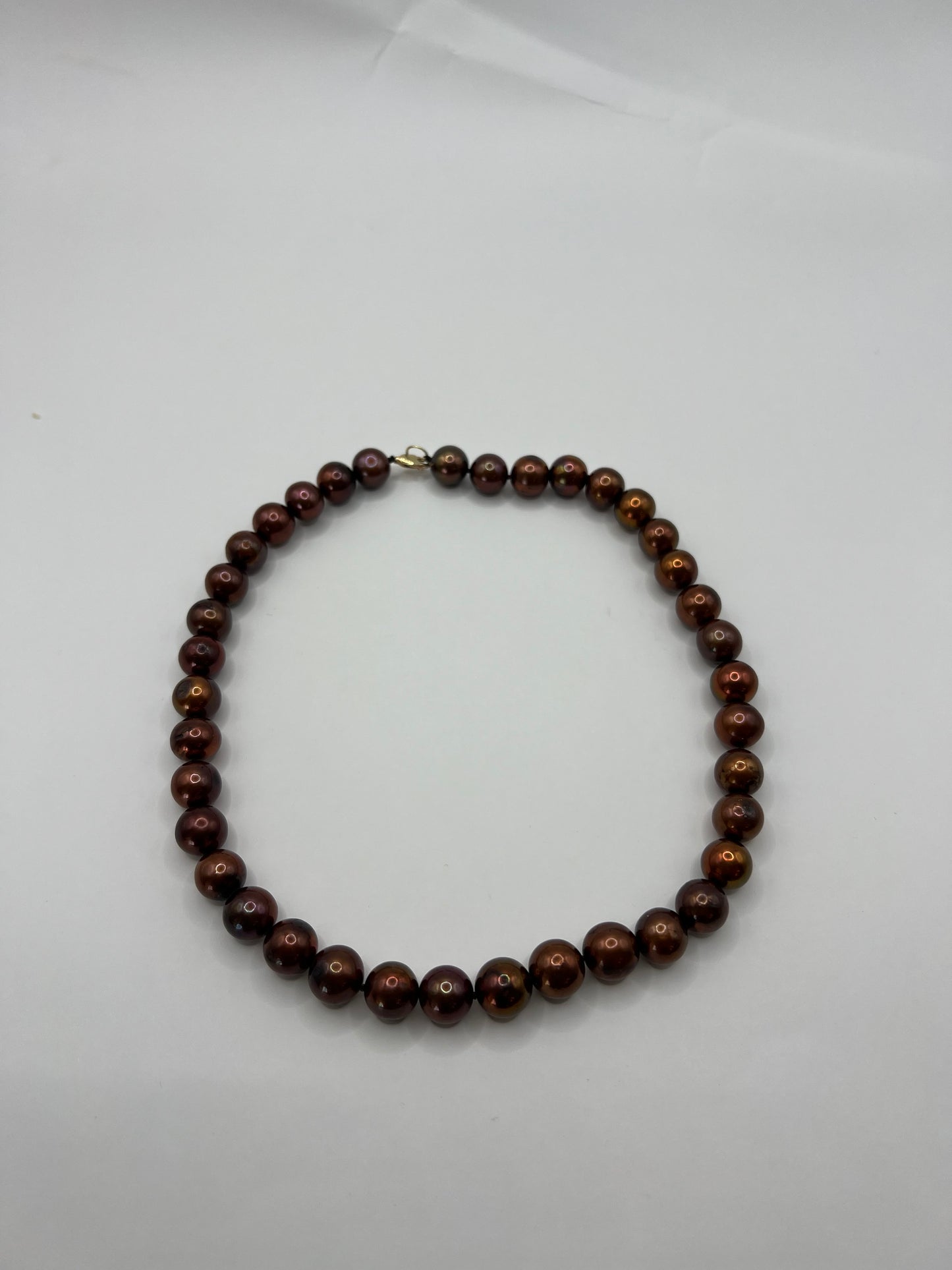 Collar Clásico Perlas Café