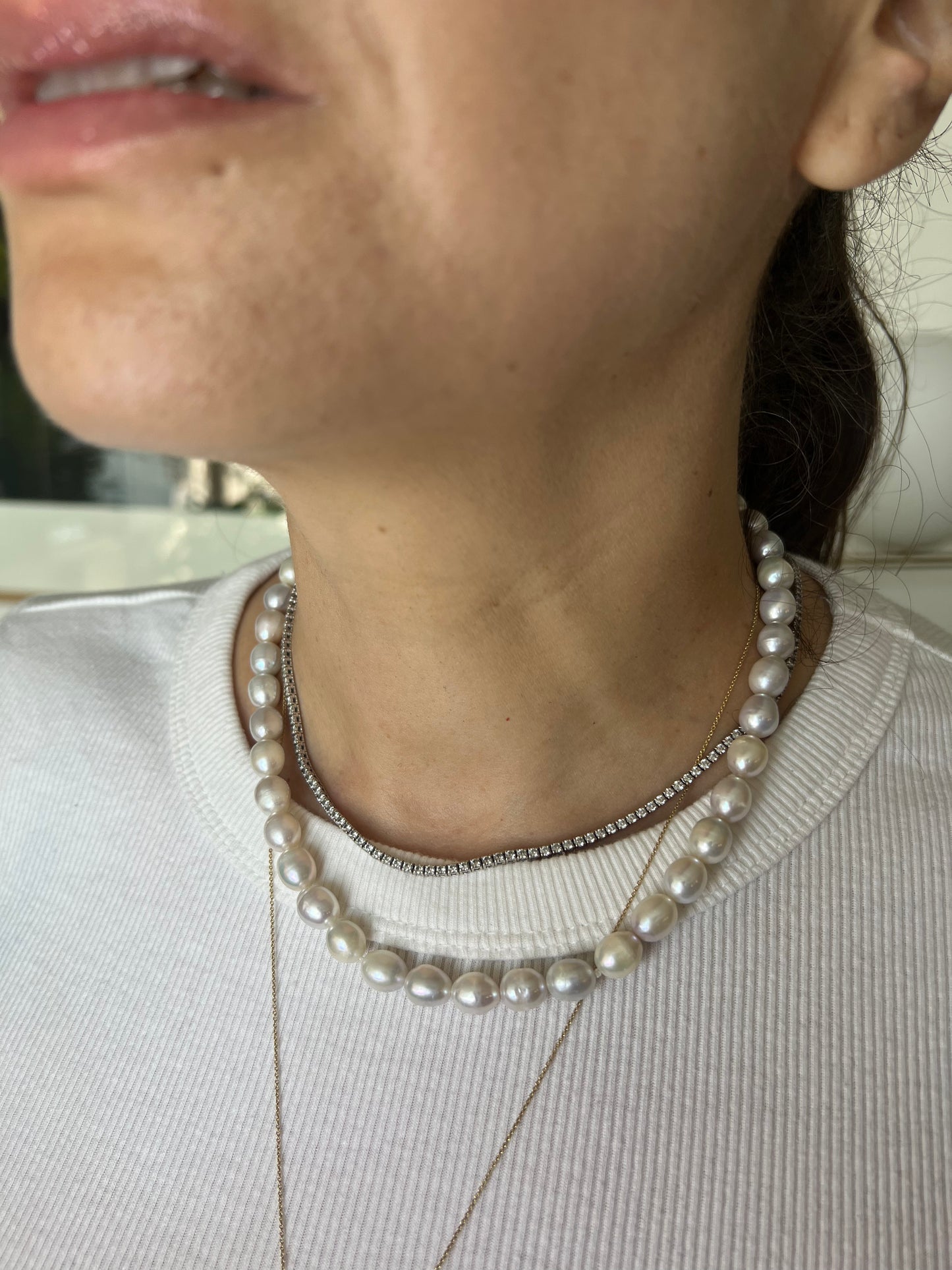 Collar Choker Perlas Calabacin gris C