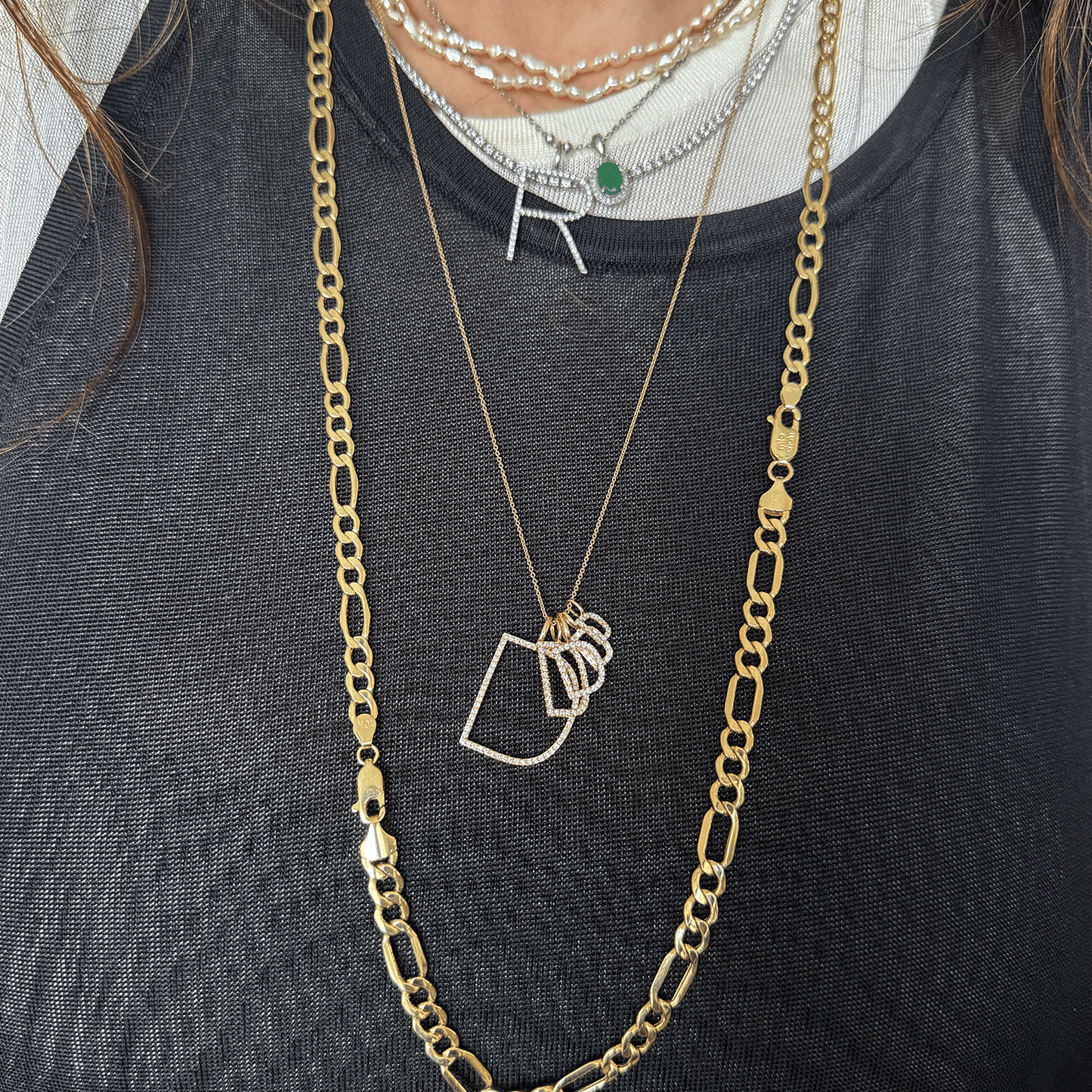 Dije letra A Thin XL - Oro Blanco