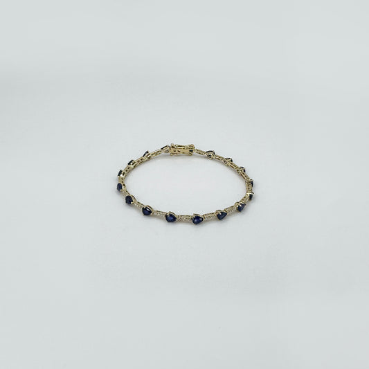 Pulsera zafiros y diamantes oro.