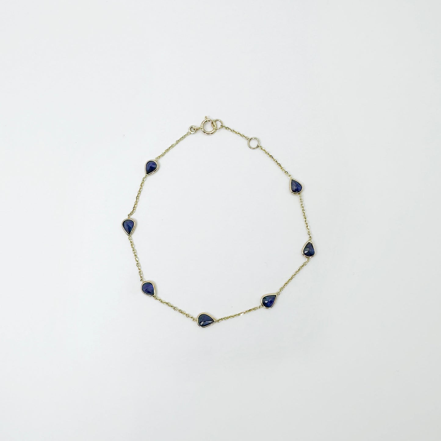 Pulsera cadena zafiros gota.