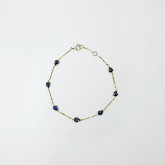 Pulsera cadena zafiros gota.