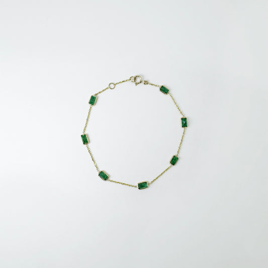 Pulsera esmeraldas cadena oro.