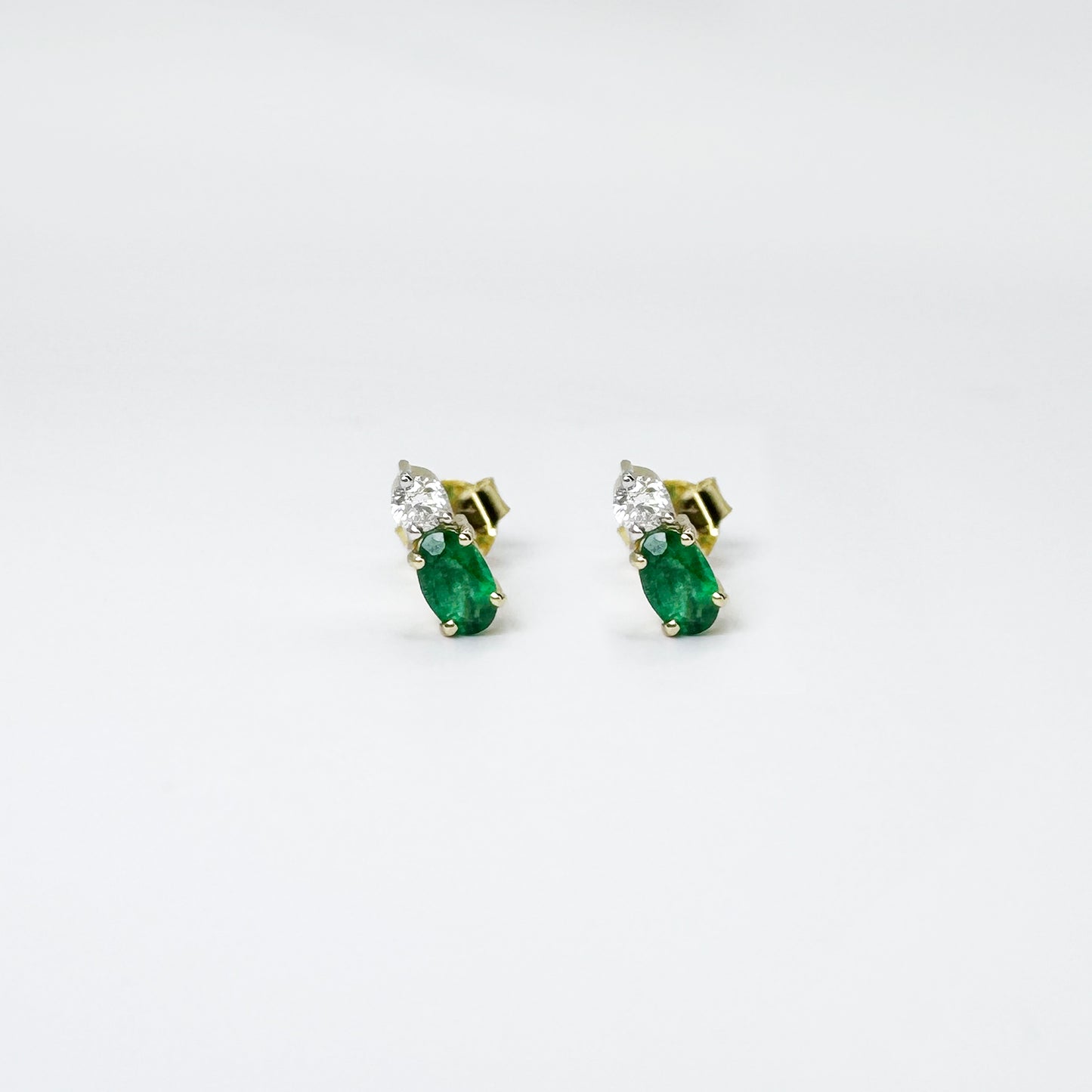 Aretes esmeralda y diamante