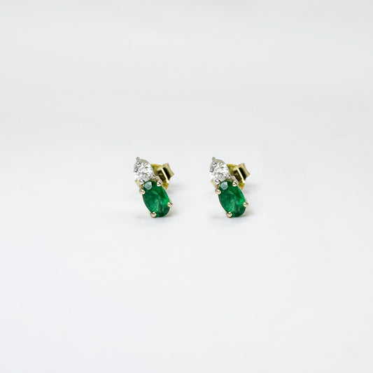 Aretes esmeralda y diamante
