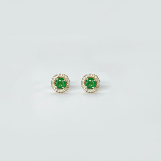 Aretes Esmeraldas Halo Diamantes chicos.