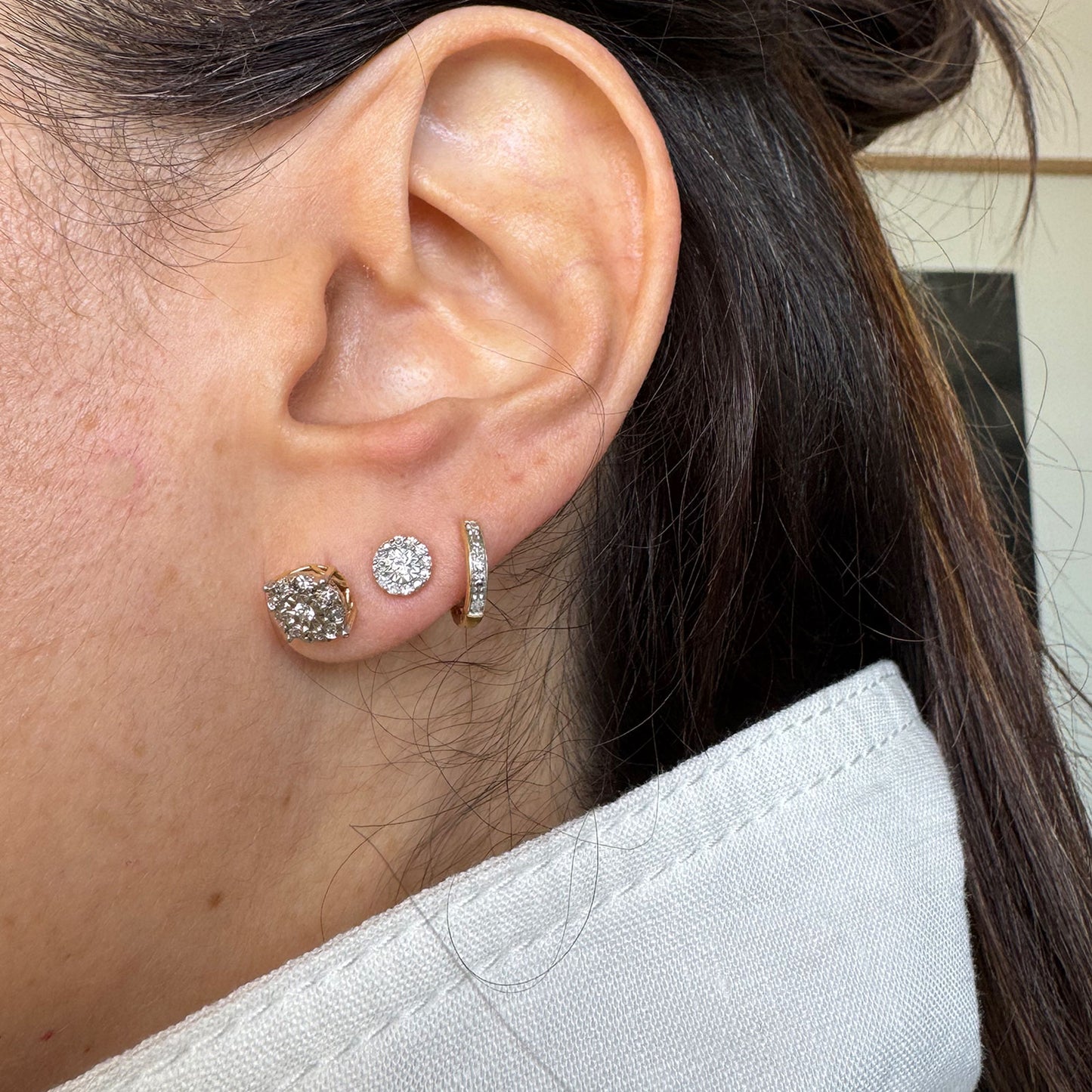 Broqueles ilusion diamantes chicos.