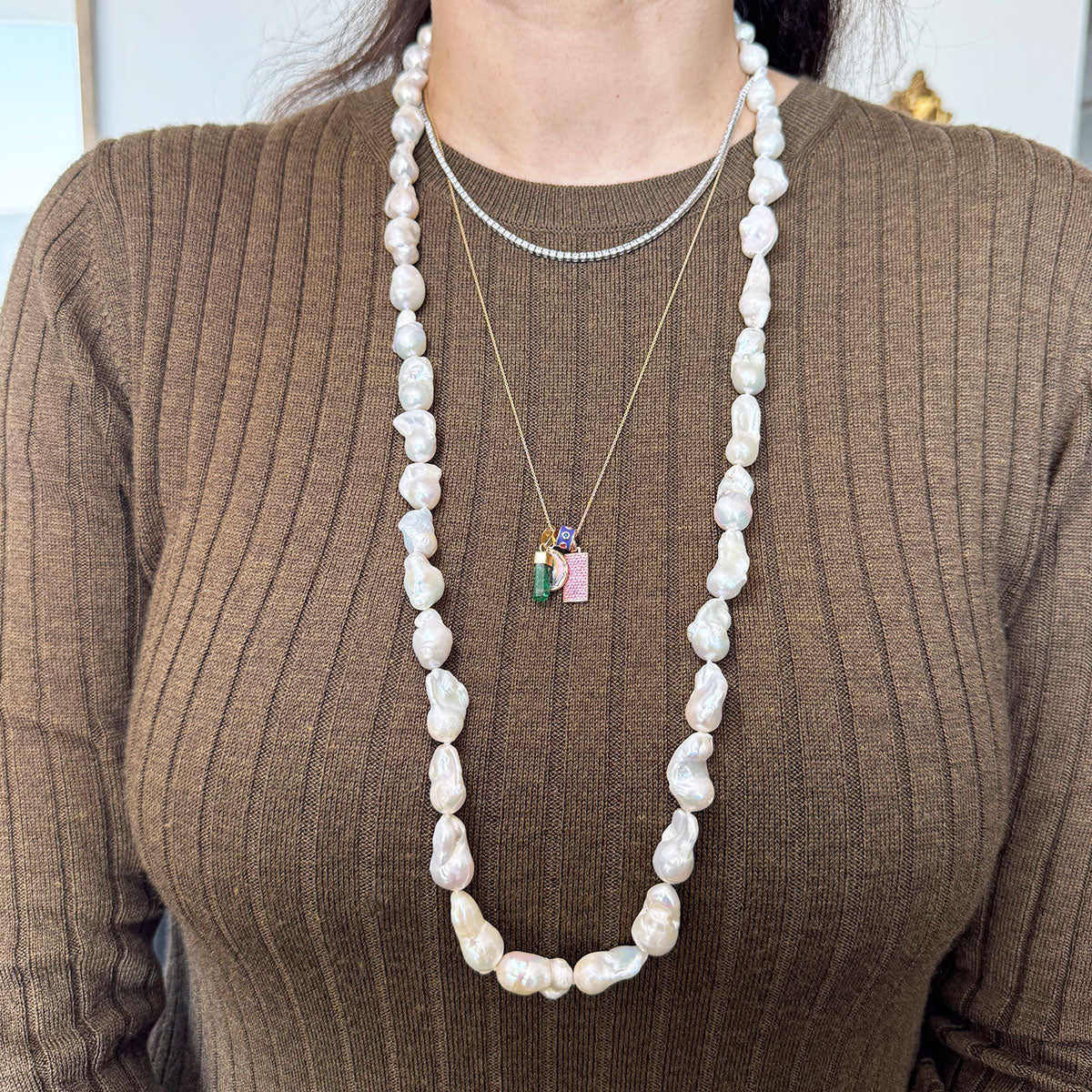 Collar perlas chunky mini mediano