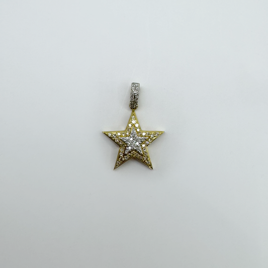 Dije estrella (doble) oro y diamantes