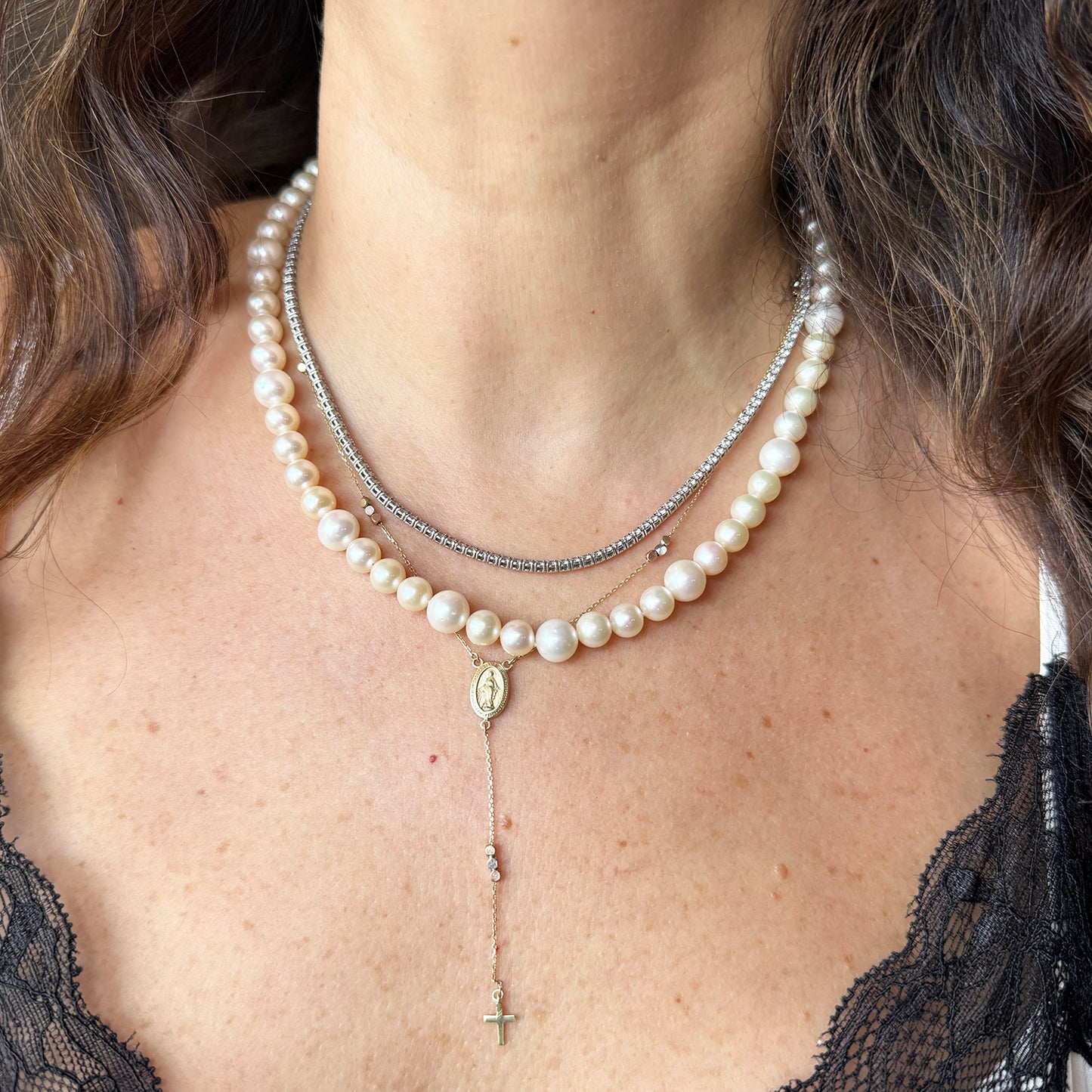 Collar perlas redondas 45