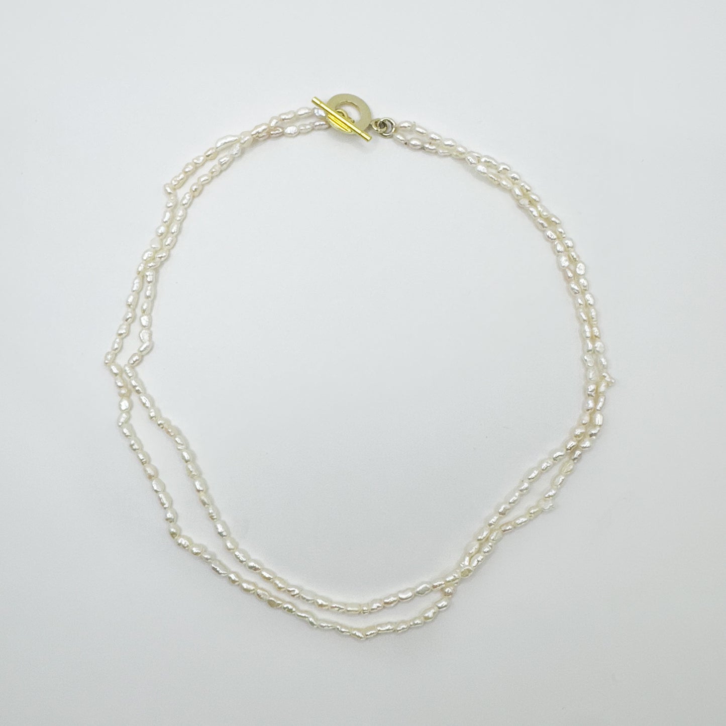 Collar Perla Cultivada Arroz Mini Mini Doble 38
