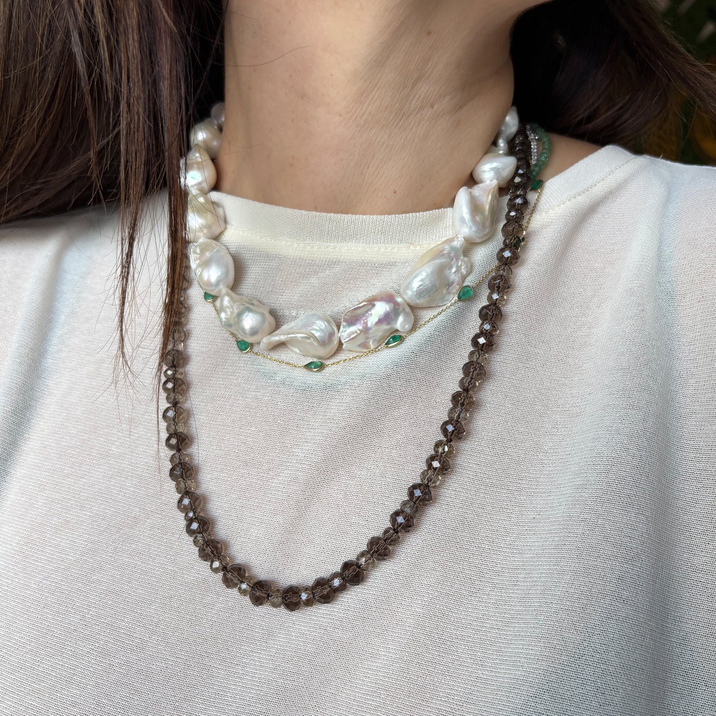 Collar topacio ahumado.