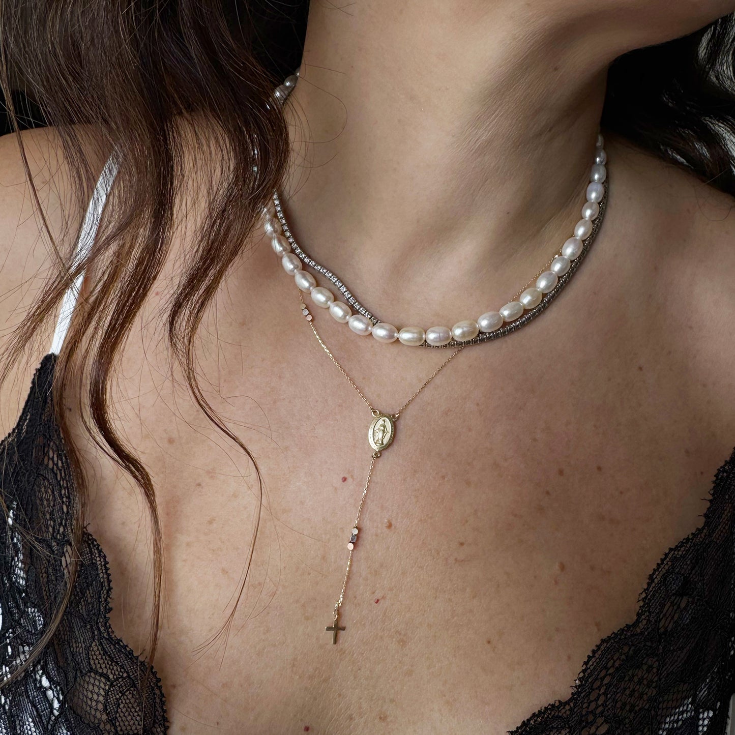 Collar perla semiredonda clasico 41