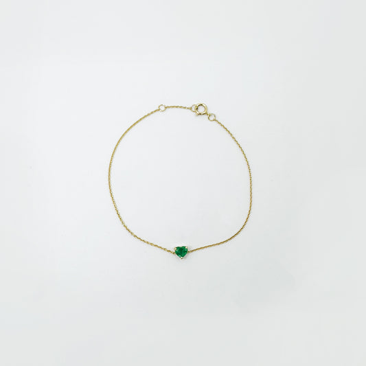Pulsera esmeralda corazón oro.