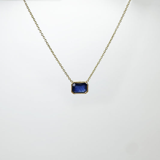 Collar zafiro cuadrado oro 