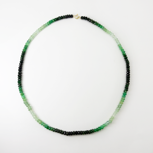 Collar choker esmeraldas degradado.