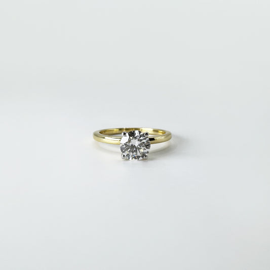 Anillo diamante redondo oro amarillo 1 ct.