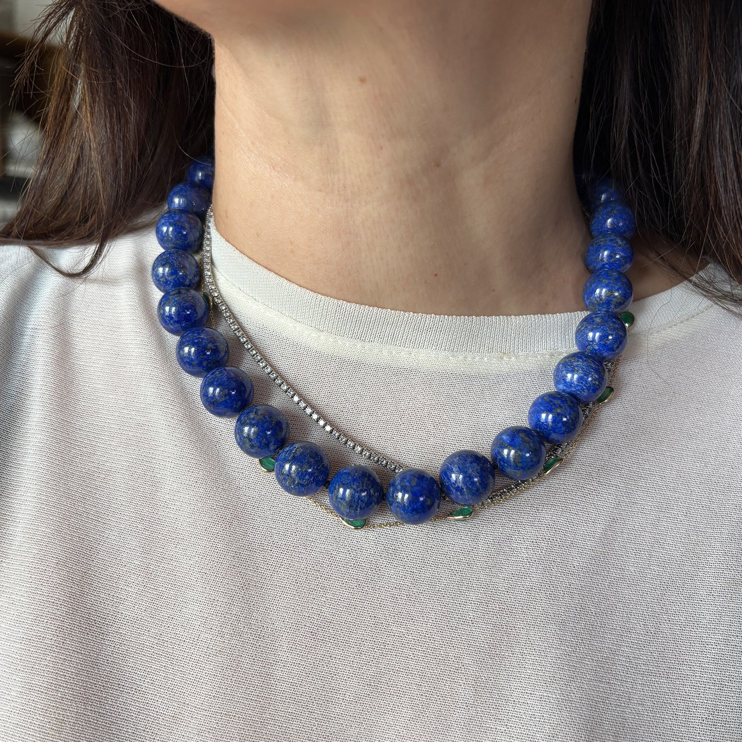 Collar lapislázuli natural grande.