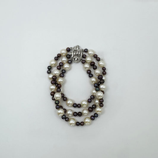 Pulsera perla cultivada triple 19
