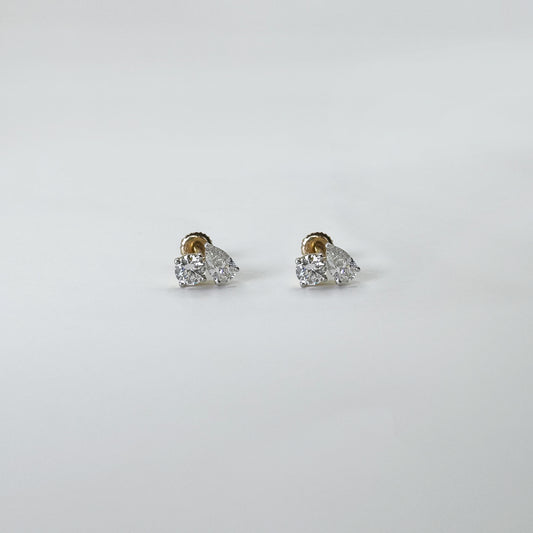 Aretes diamantes toi e moi 1 ct.