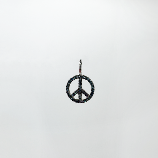 Charm peace and love mini diamantes azules y oro blanco.
