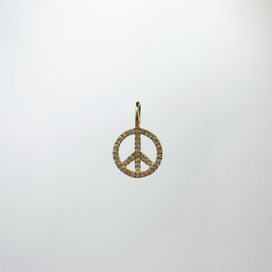 Charm mini peace and love diamantes y oro amarillo.