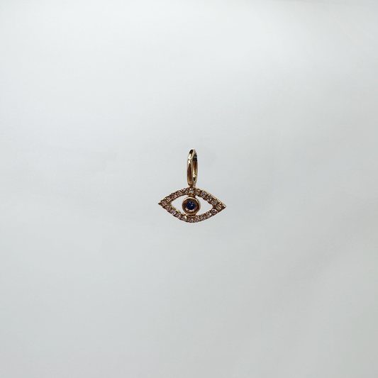 Charm mini evil eye diamantes oro rosa.