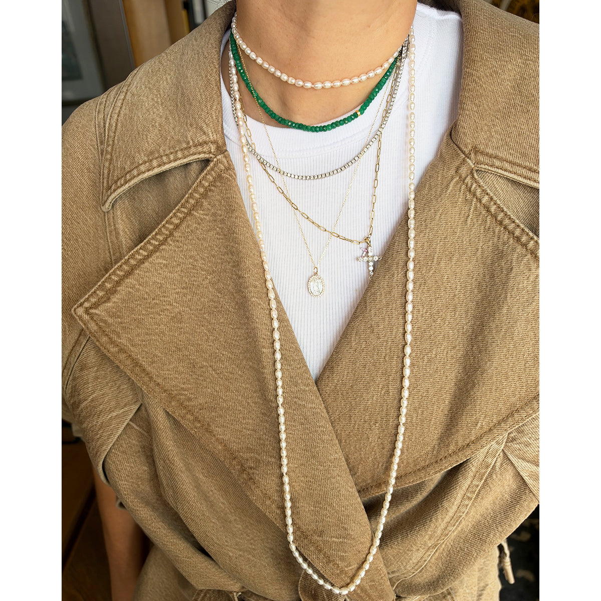 Collar perlas cultivadas arroz XL
