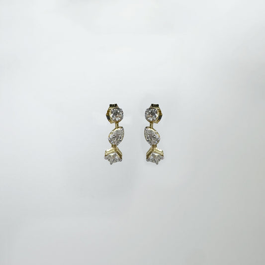 Aretes diamantes gancho oro amarillo 1.25 cts