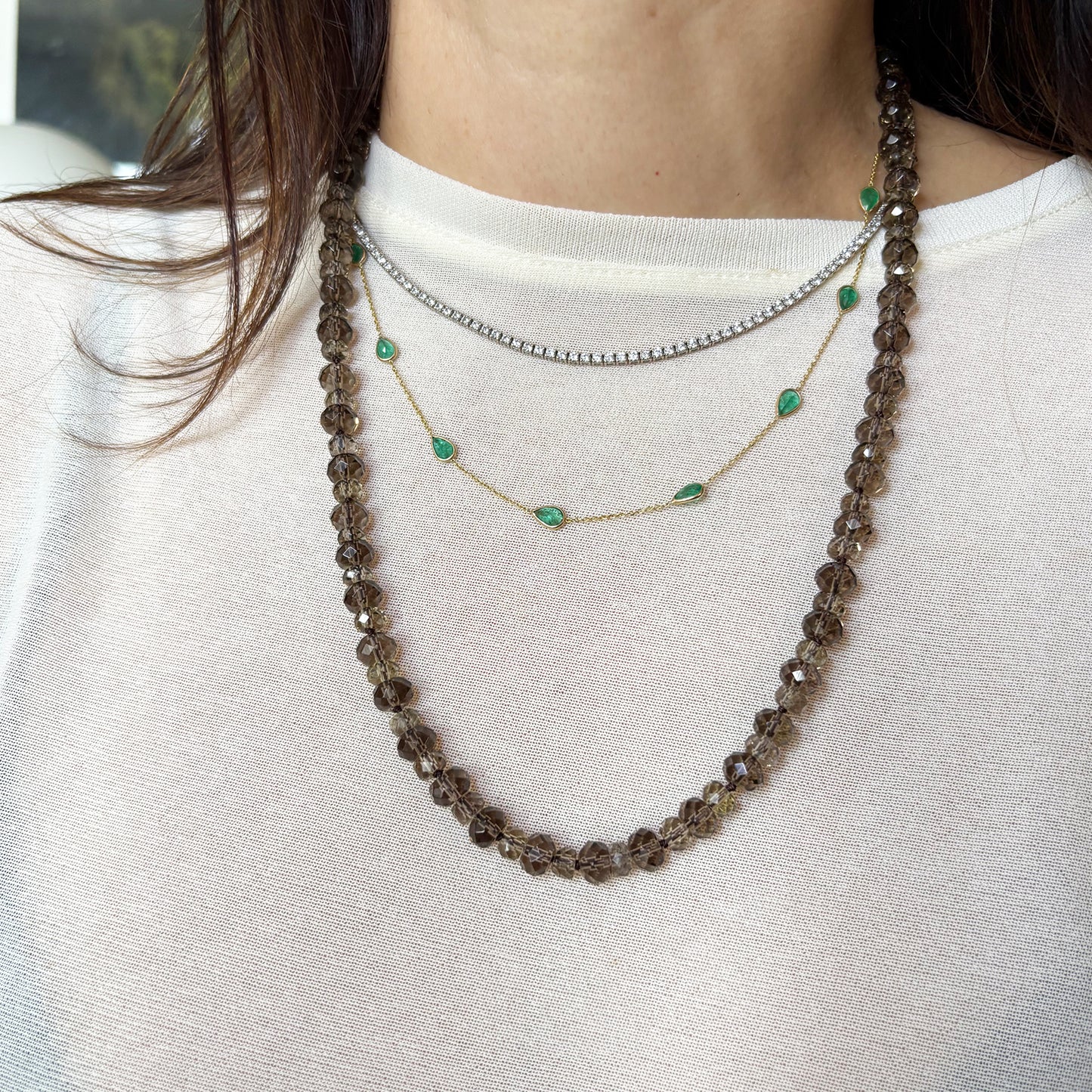 Collar topacio ahumado.