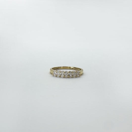Anillo media churumbela diamantes pera oro amarillo 0.5 cts