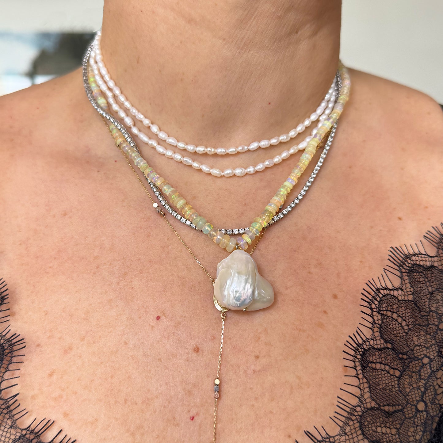 Collar Ópalo con perla barroca 42.